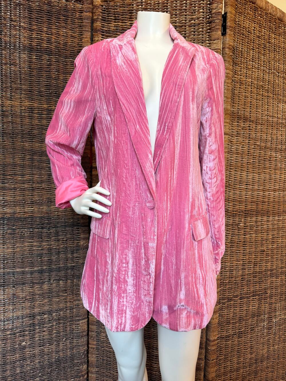 Chic Buddy Love Pink Crushed Velvet Blazer - Women's Size Large